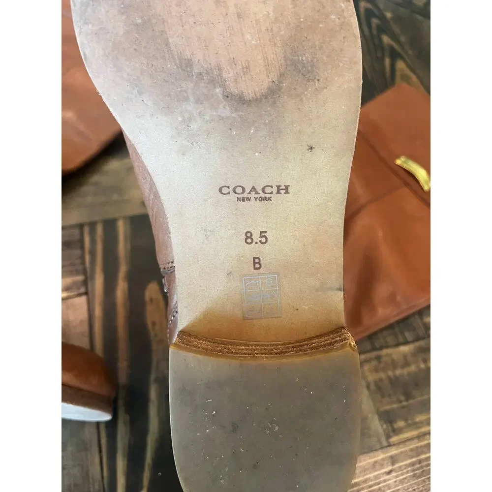 COACH MICHA CALF Women 8.5 CHESTNUT BROWN RIDING KNEE BOOTS LEATHER Preppy Fall